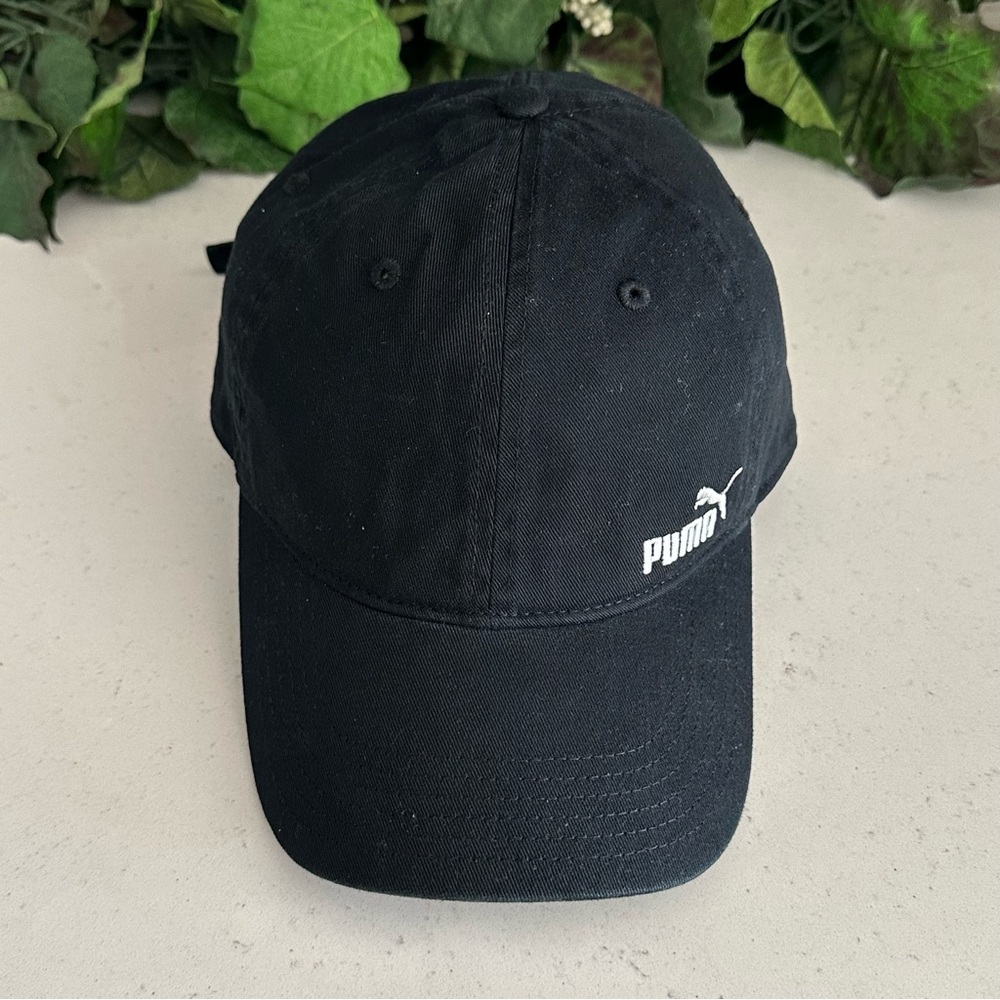 Puma Black Adjustable Baseball Cap With Embroidered Logo